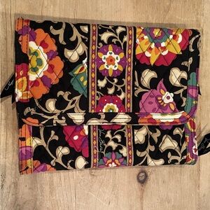 Vera Bradley Floral Paisley Berry Gold Maroon Accessory Makeup Foldover Snap Bag